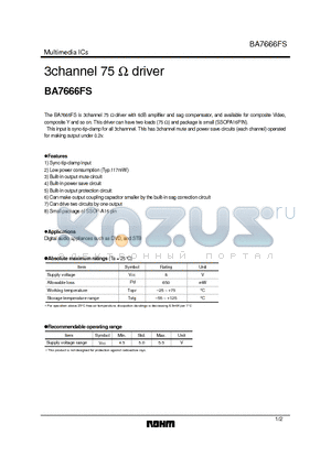 BA7666FS datasheet - 3channel 75 OHM driver