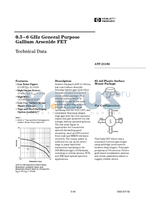 ATF-21186 datasheet - 0.5-6 GHz General Purpose Gallium Arsenide FET