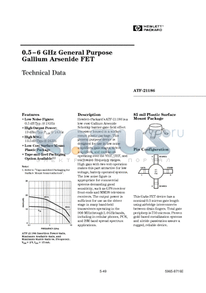 ATF-21186-STR datasheet - 0.5-6 GHz General Purpose Gallium Arsenide FET