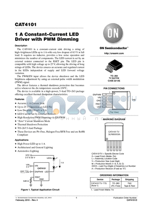 CAT4101TV-T75 datasheet - 1 A Constant-Current LED Driver with PWM Dimming