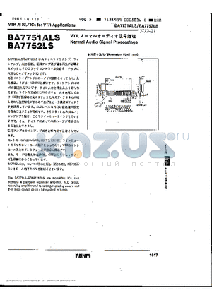 BA7751ALS datasheet - ICs for VTR Applications