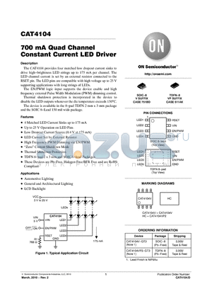 CAT4104 datasheet - 700 mA Quad Channel Constant Current LED Driver