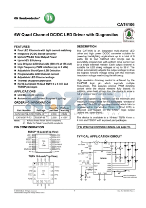 CAT4106HV4-GT2 datasheet - 6W Quad Channel DC/DC LED Driver with Diagnostics