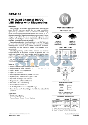 CAT4106YP-T2 datasheet - 6 W Quad Channel DC/DC LED Driver with Diagnostics