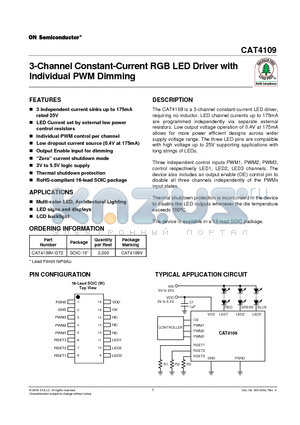 CAT4109V-GT2 datasheet - 3-Channel Constant-Current RGB LED Driver with Individual PWM Dimming