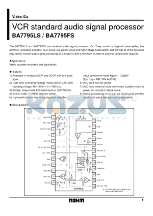 BA7795FS datasheet - VCR standard audio signal processor