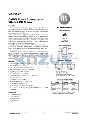 CAT4137 datasheet - CMOS Boost Converter - White LED Driver