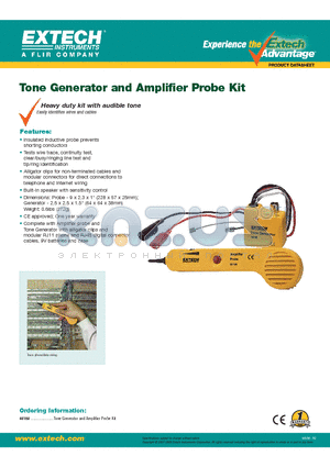 40180 datasheet - Tone Generator and Amplifier Probe Kit