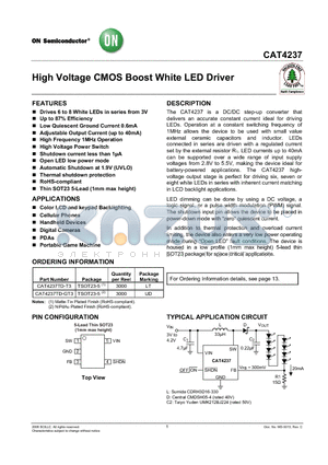 CAT4237TD-T3 datasheet - High Voltage CMOS Boost White LED Driver