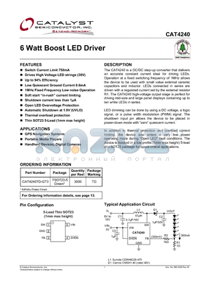 CAT4240 datasheet - 6 Watt Boost LED Driver