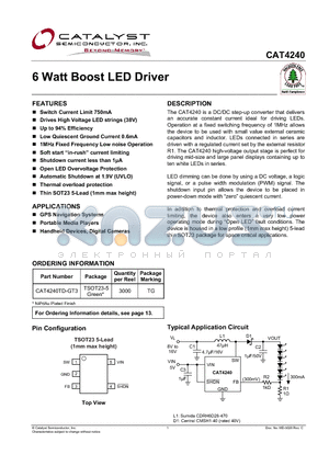 CAT4240 datasheet - 6 Watt Boost LED Driver