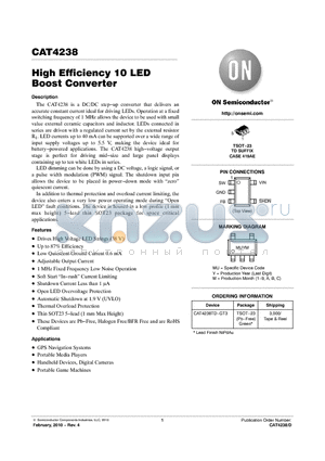 CAT4238TD-GT3 datasheet - High Efficiency 10 LED Boost Converter