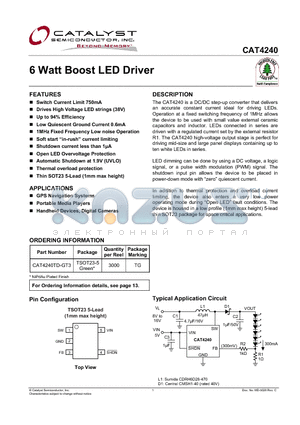 CAT4240TD-GT3 datasheet - 6 Watt Boost LED Driver