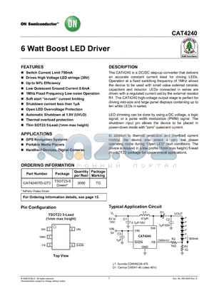 CAT4240TD-GT3 datasheet - 6 Watt Boost LED Driver