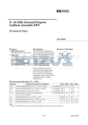 ATF-26836 datasheet - 2-16 GHz General Purpose Gallium Arsenide FET