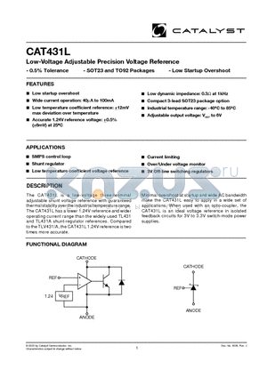 CAT431L datasheet - Low-Voltage Adjustable Precision Voltage Reference