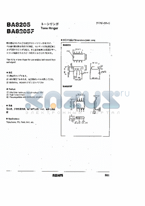 BA8205 datasheet - Tone Ringer