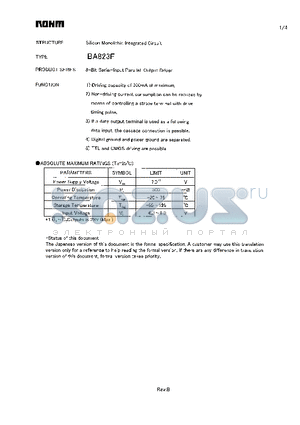 BA823F datasheet - 8-Bit Serial-Input Parallel-Output Driver