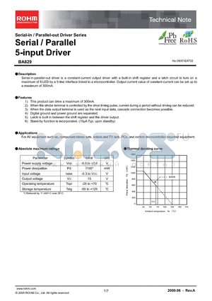 BA829 datasheet - Serial / Parallel 5-input Driver