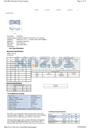 0443806406 datasheet - 43 ROUND CABLE CORE ASSEMBLY