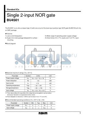 BU4S01 datasheet - Single 2-input NOR gate