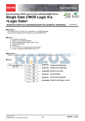 BU4SU69G2 datasheet - Single Gate CMOS Logic ICs <Logic Gate>