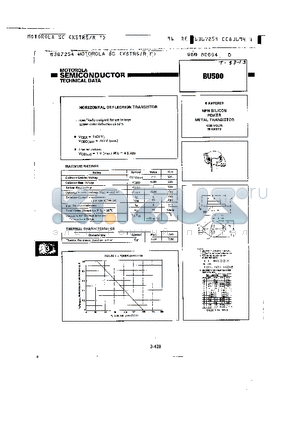 BU500 datasheet - NPN SILICON POWER METAL TRANSISTOR