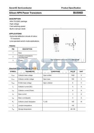 BU506D datasheet - Silicon NPN Power Transistors