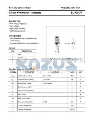 BU506DF datasheet - Silicon NPN Power Transistors