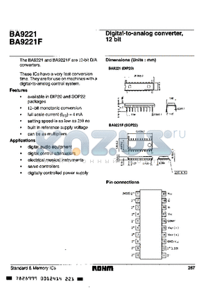 BA9221 datasheet - Digital-to-analog converter, 12 bit