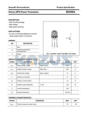 BU508A datasheet - Silicon NPN Power Transistors