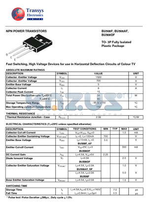 BU508AF datasheet - NPN POWER TRANSISTORS