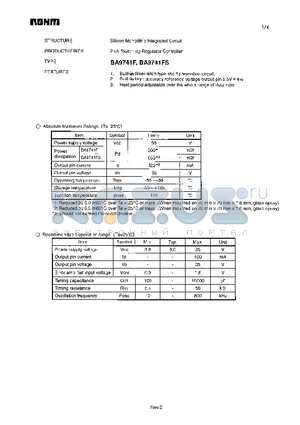 BA9741F datasheet - 2-ch Switching Regulator Controller