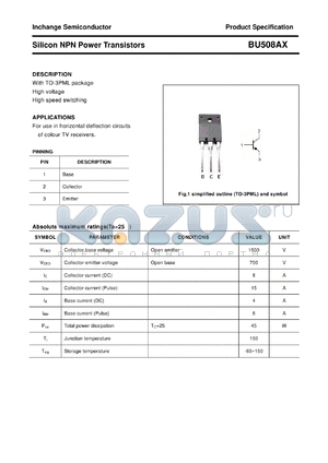BU508AX datasheet - Silicon NPN Power Transistors