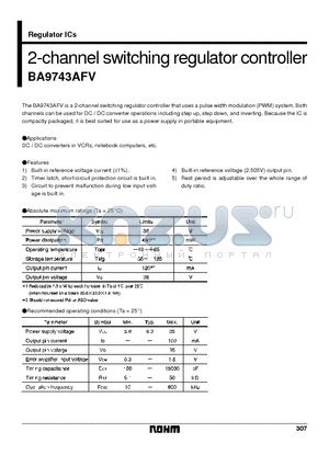 BA9743AFV datasheet - 2-channel switching regulator controller