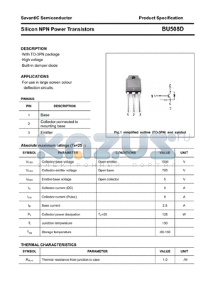 BU508D datasheet - Silicon NPN Power Transistors