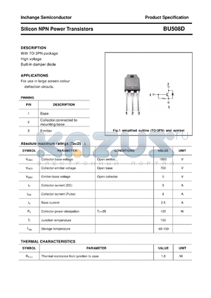 BU508D datasheet - Silicon NPN Power Transistors