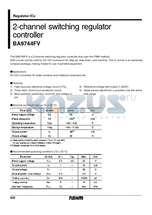 BA9744FV datasheet - 2-channel switching regulator controller