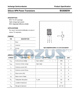BU508DW datasheet - Silicon NPN Power Transistors
