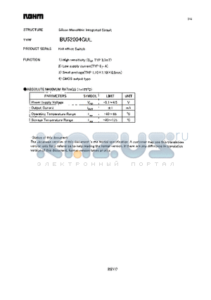 BU52004GUL datasheet - Hall effect Switch