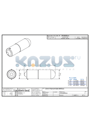 BA9S220 datasheet - 22mm Fillament Bulb BA9Sxxx