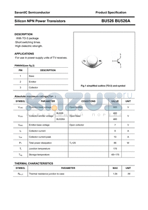 BU526 datasheet - Silicon NPN Power Transistors