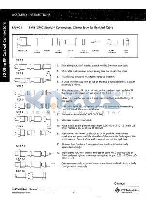 BAI-001 datasheet - SMB/SMC Straight Connectors, Clamp Type for Braided Cable