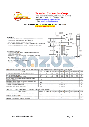 BU6-005F datasheet - 6A SILICON SINGLE-PHASE BRIDGE RECTIFIERS