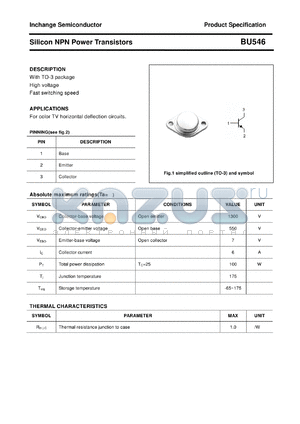 BU546 datasheet - Silicon NPN Power Transistors