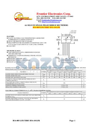 BU6-02-LFR datasheet - 6A SILICON SINGLE-PHASE BRIDGE RECTIFIERS