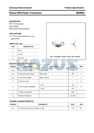 BU608 datasheet - Silicon NPN Power Transistors