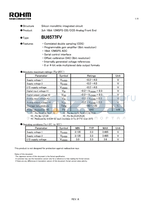 BU6577FV datasheet - Silicon monolithic integrated circuit