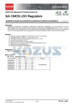 BU6651NUX-TR datasheet - 3ch CMOS LDO Regulators