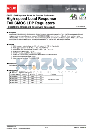 BU6652NUX datasheet - High-speed Load Response Full CMOS LDP Regulators